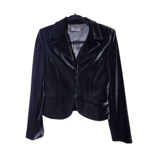ROMAN Black Velvet Button Front Cropped Blazer size EU 40/ US 8